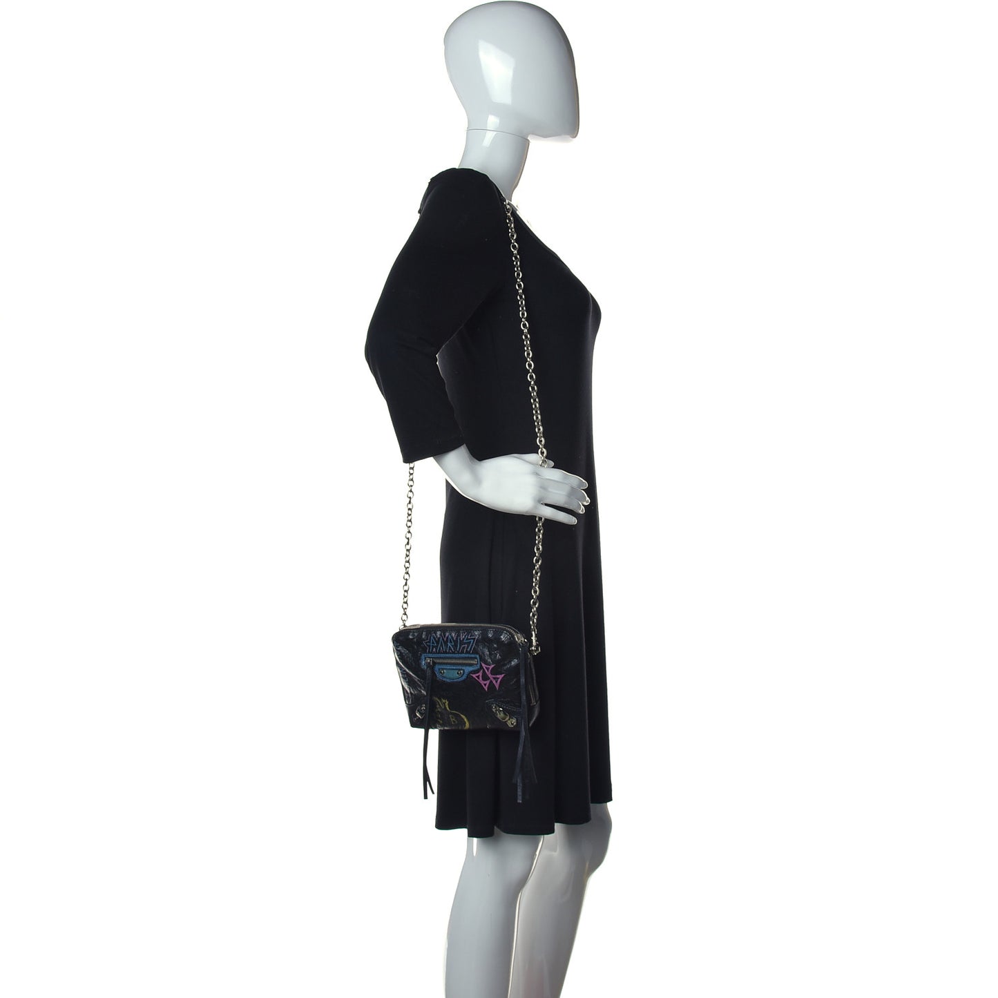 Agneau Classic Silver Hardware Graffiti Reporter XS Black