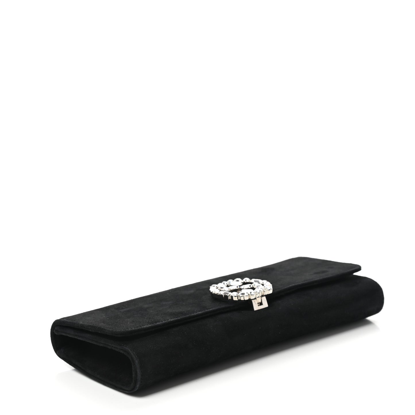 Velvet Crystal Interlocking Clutch Black