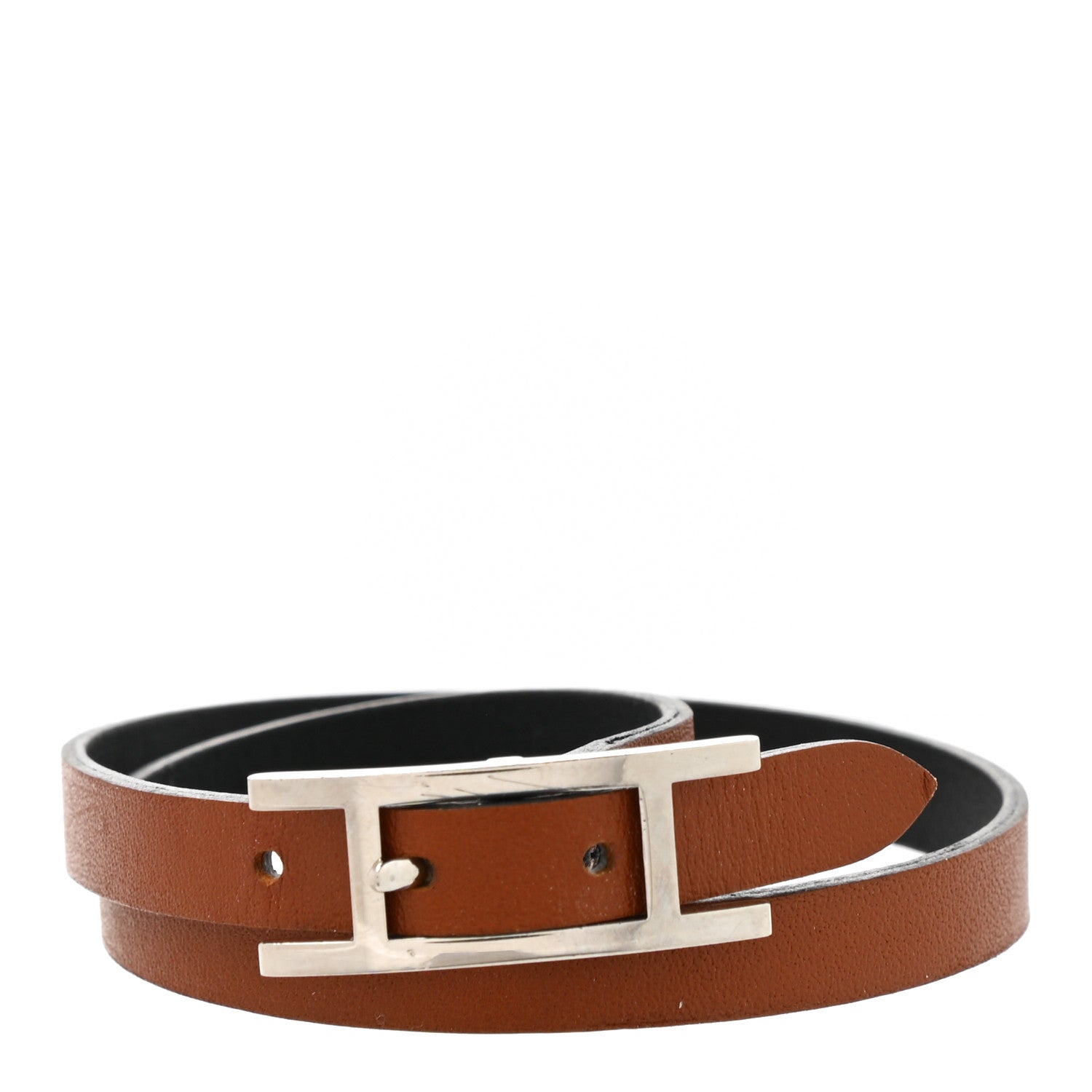 Hermes Chamonix Tadelakt Behapi Double Tour Bracelet XS Black Fawn 2 of 5