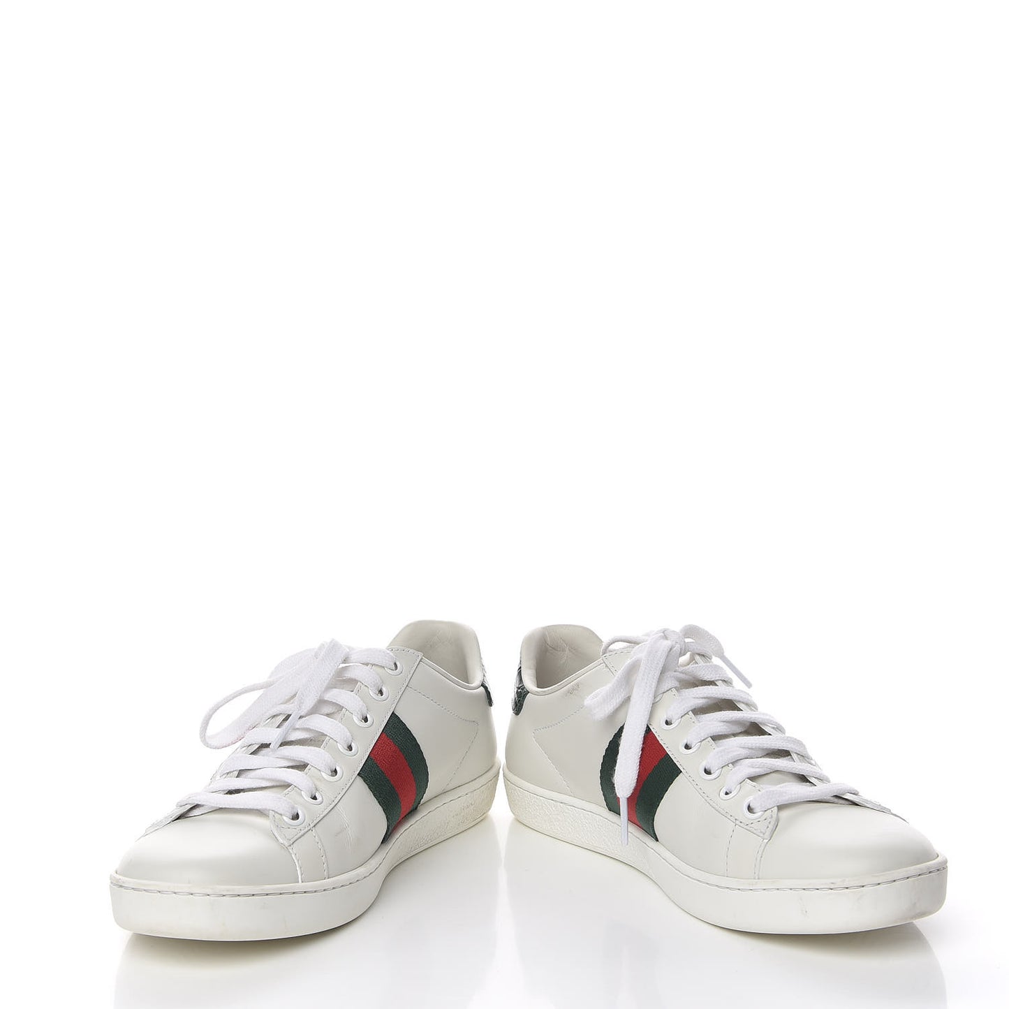 Calfskin Crocodile Web Womens Ace Sneakers 37 White Green