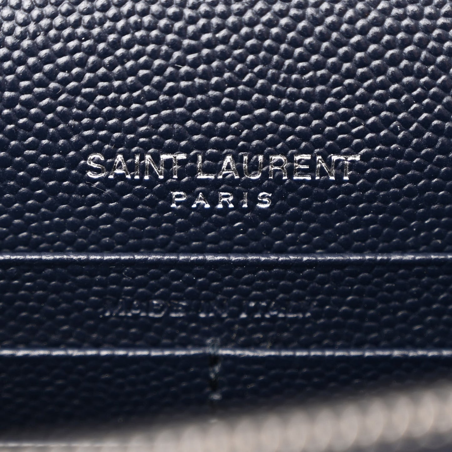 Grain De Poudre Matelasse Chevron Monogram Envelope Chain Wallet Navy