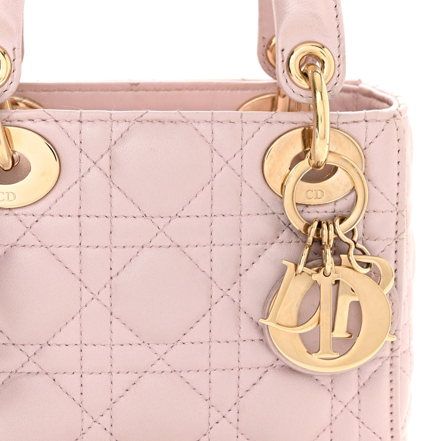 Metallic Lambskin Cannage Mini Lady Dior Lotus