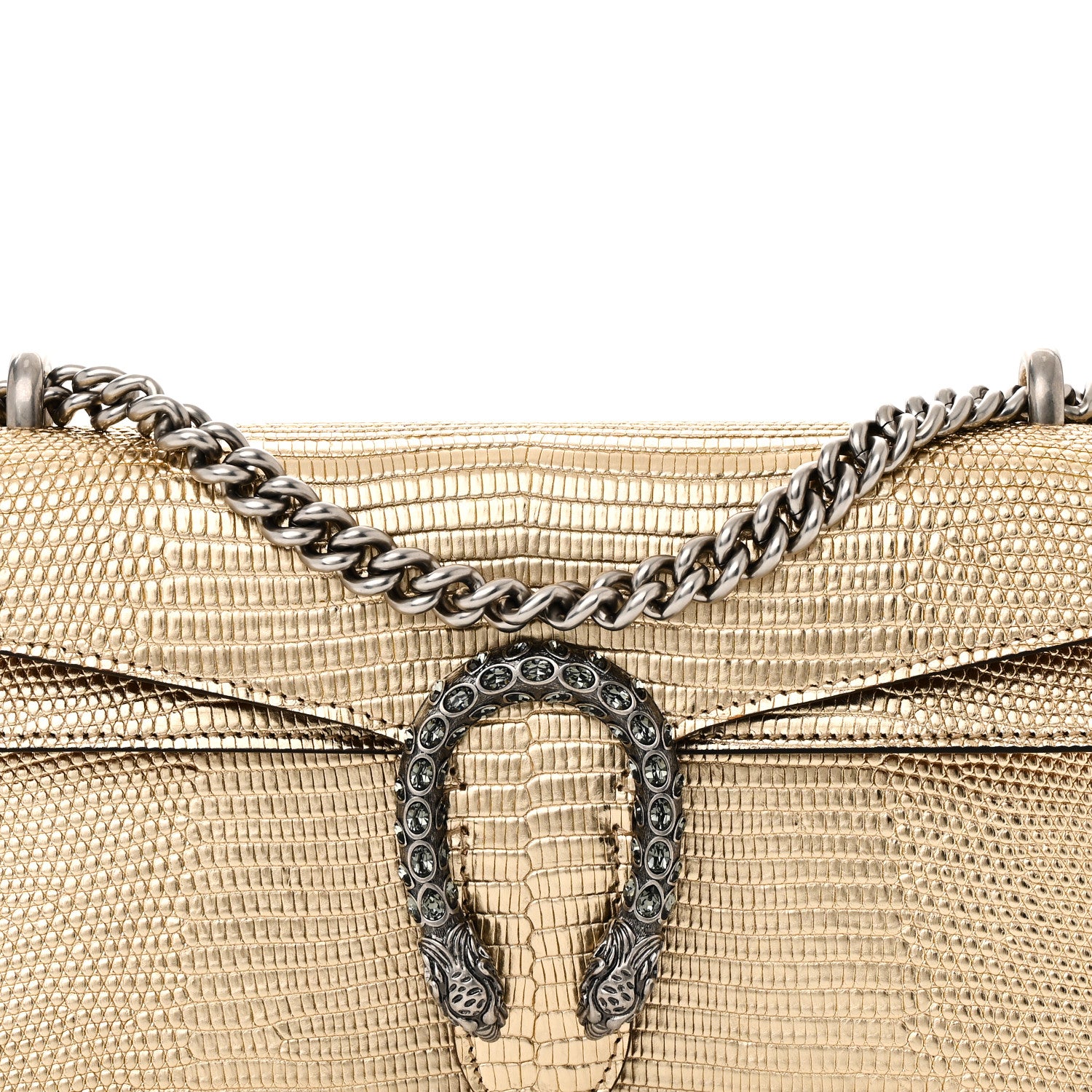 Gucci Metallic Lizard Crystal Small Dionysus Shoulder Bag Gold 8 of 11