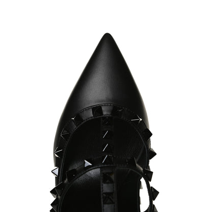 Valentino Garavani Calfskin Lacquered Monochrome Rockstud Ankle Strap 100mm Pumps 36.5 Black 9 of 9