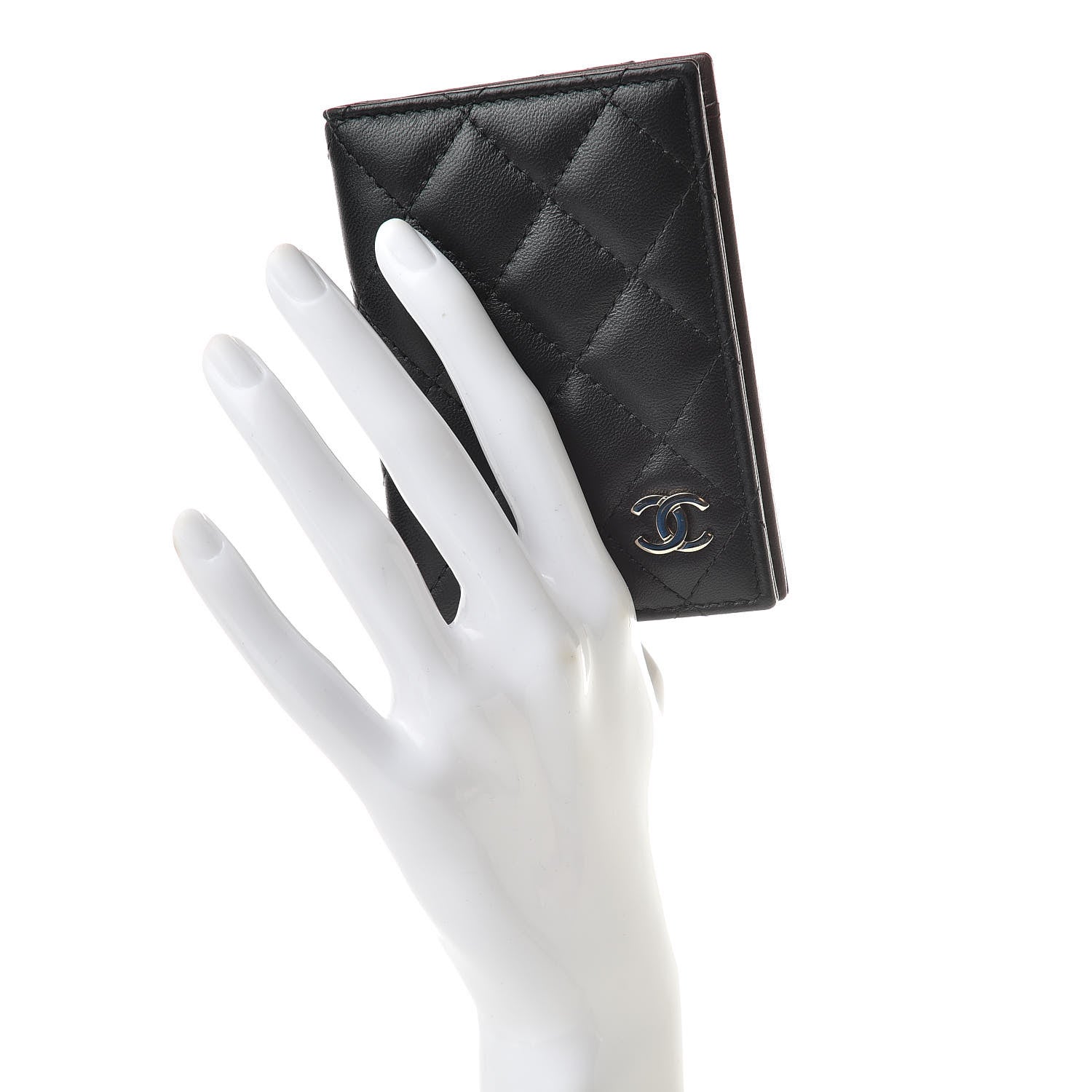 Chanel Lambskin Quilted Card Holder Wallet Black 2 of 8