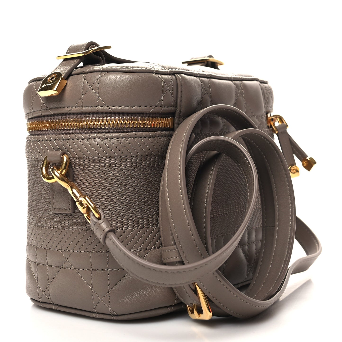 Lambskin Cannage Small Diortravel Vanity Case Warm Taupe