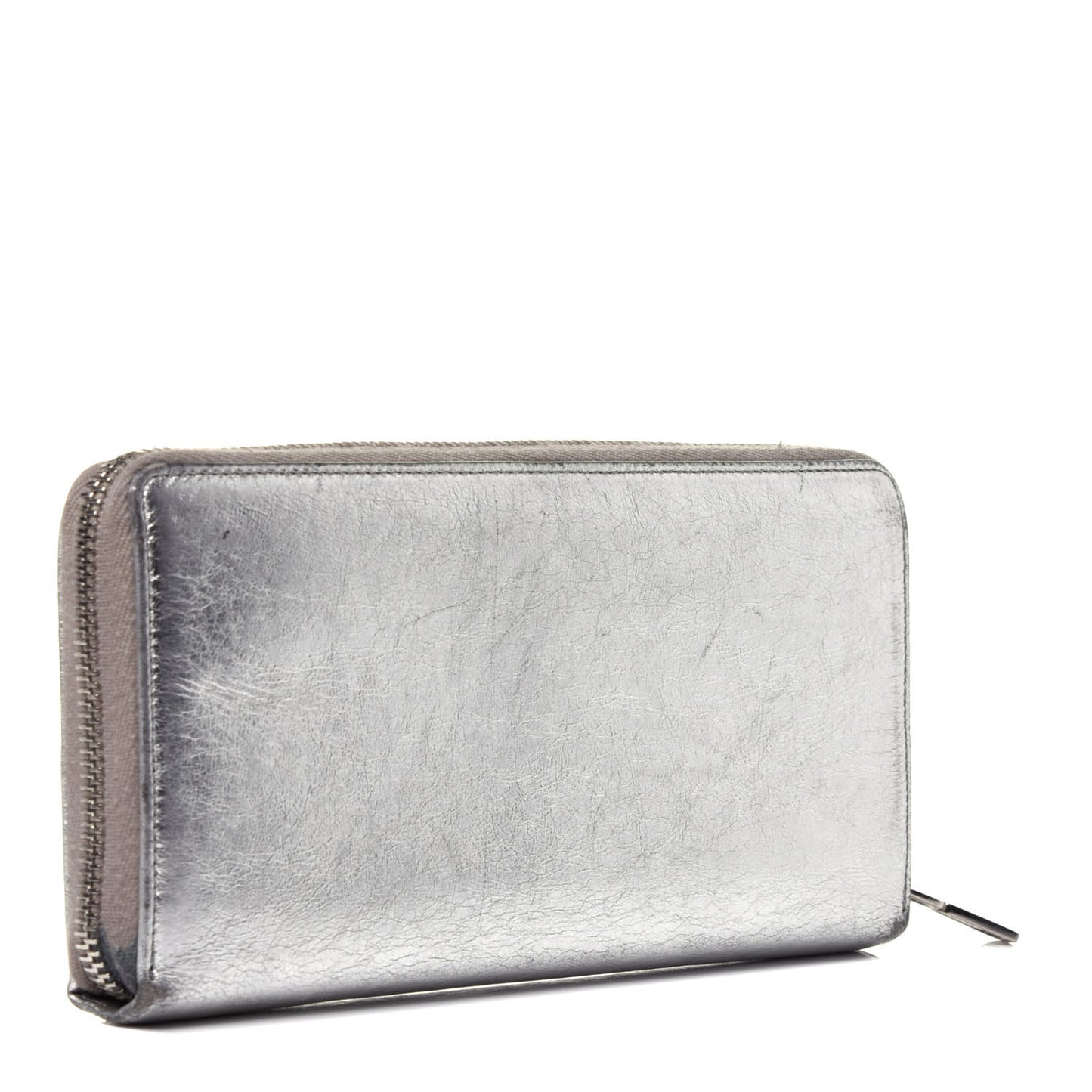 Metallic Calfskin Belle De Jour Zip Around Wallet Moon