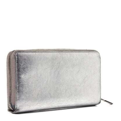 Saint Laurent Metallic Calfskin Belle De Jour Zip Around Wallet Moon 3 of 8
