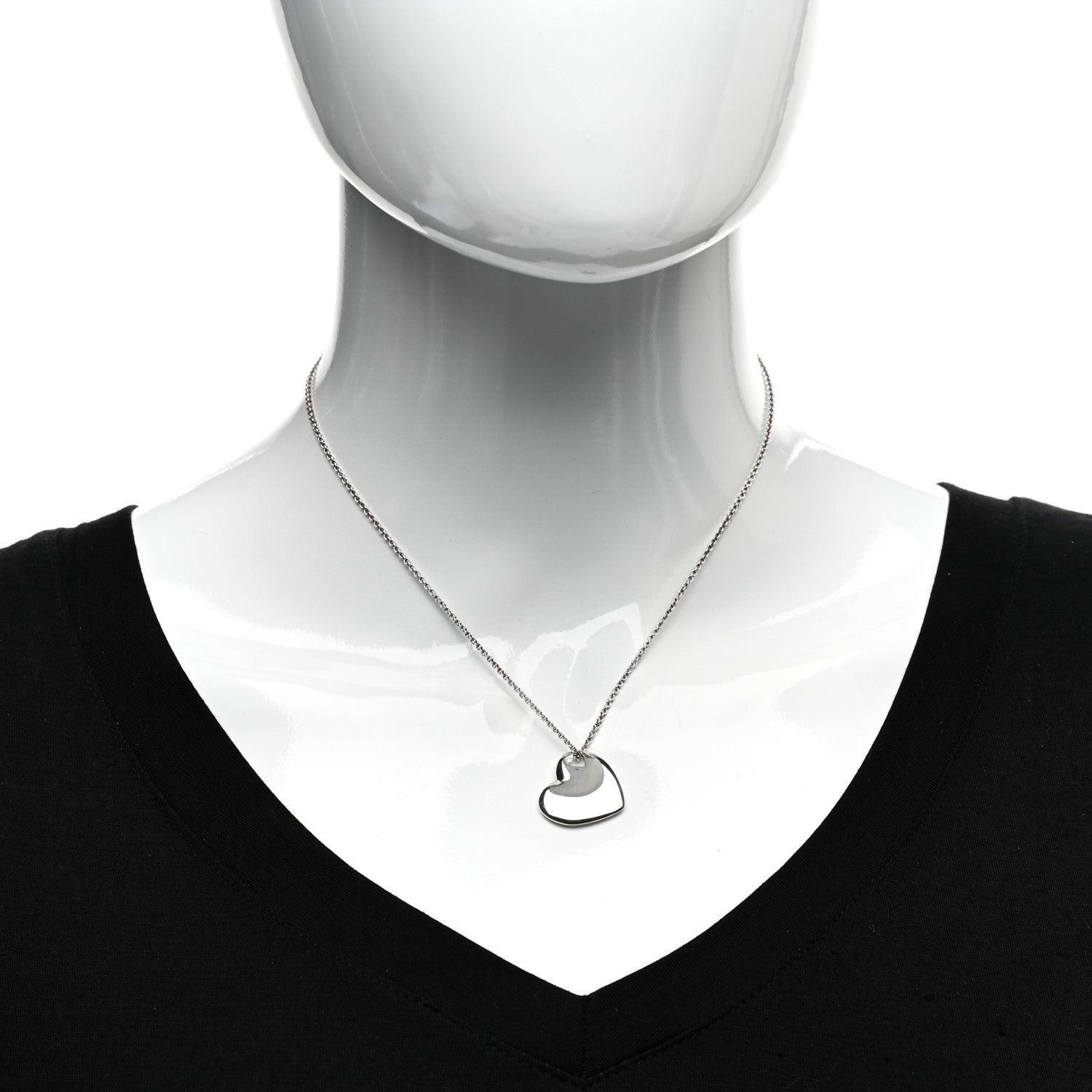 Tiffany Sterling Silver Puffed Heart Pendant Necklace 2 of 5