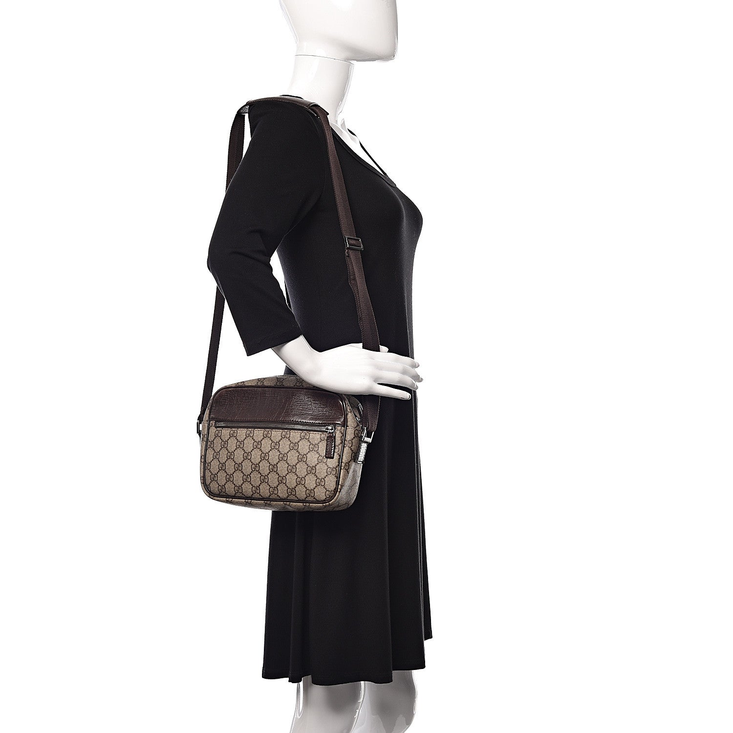 Gucci GG Plus Monogram Shoulder Bag Dark Brown 2 of 12
