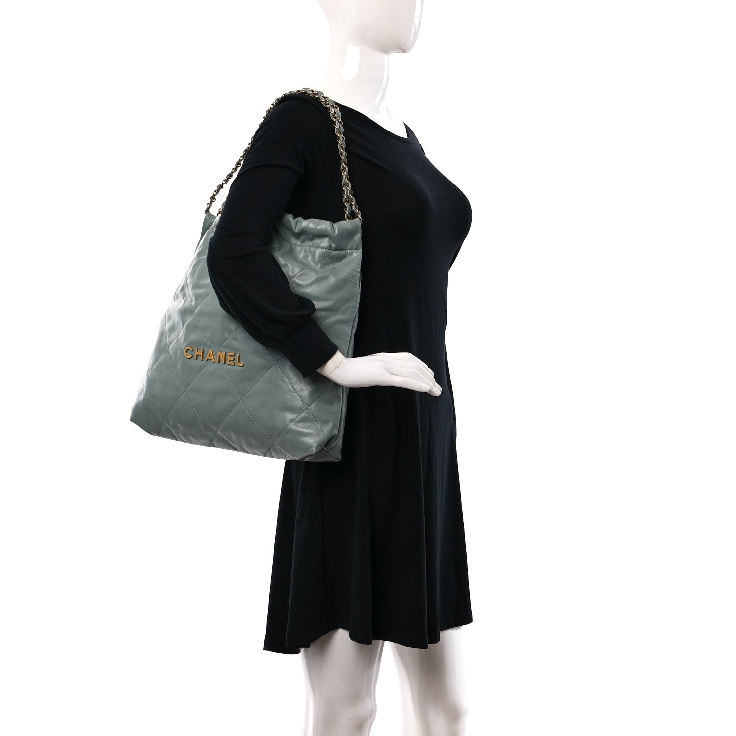 Chanel Shiny Calfskin Quilted Chanel 22 Grey 2 of 12
