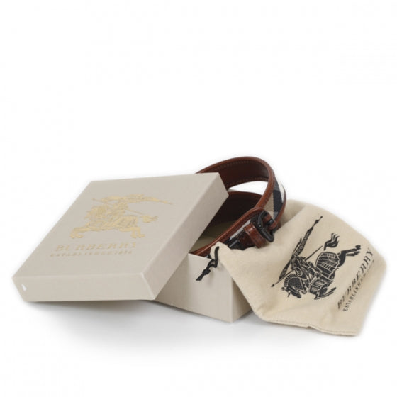 Leather Canvas Nova Check Belt 34