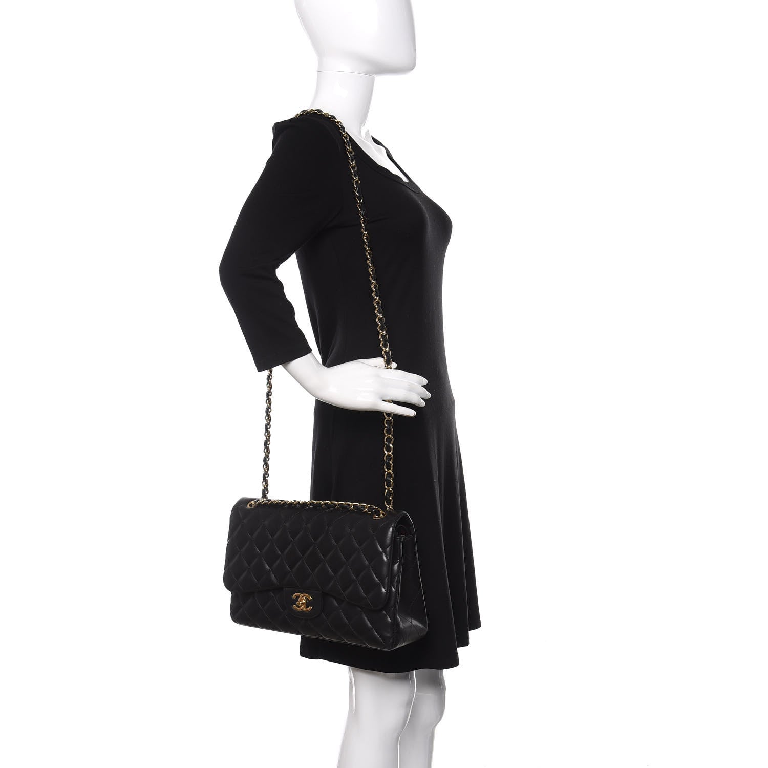 Chanel Lambskin Quilted Jumbo Double Flap Black 2 of 15