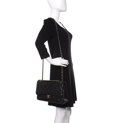 Chanel Lambskin Quilted Jumbo Double Flap Black 2 of 15