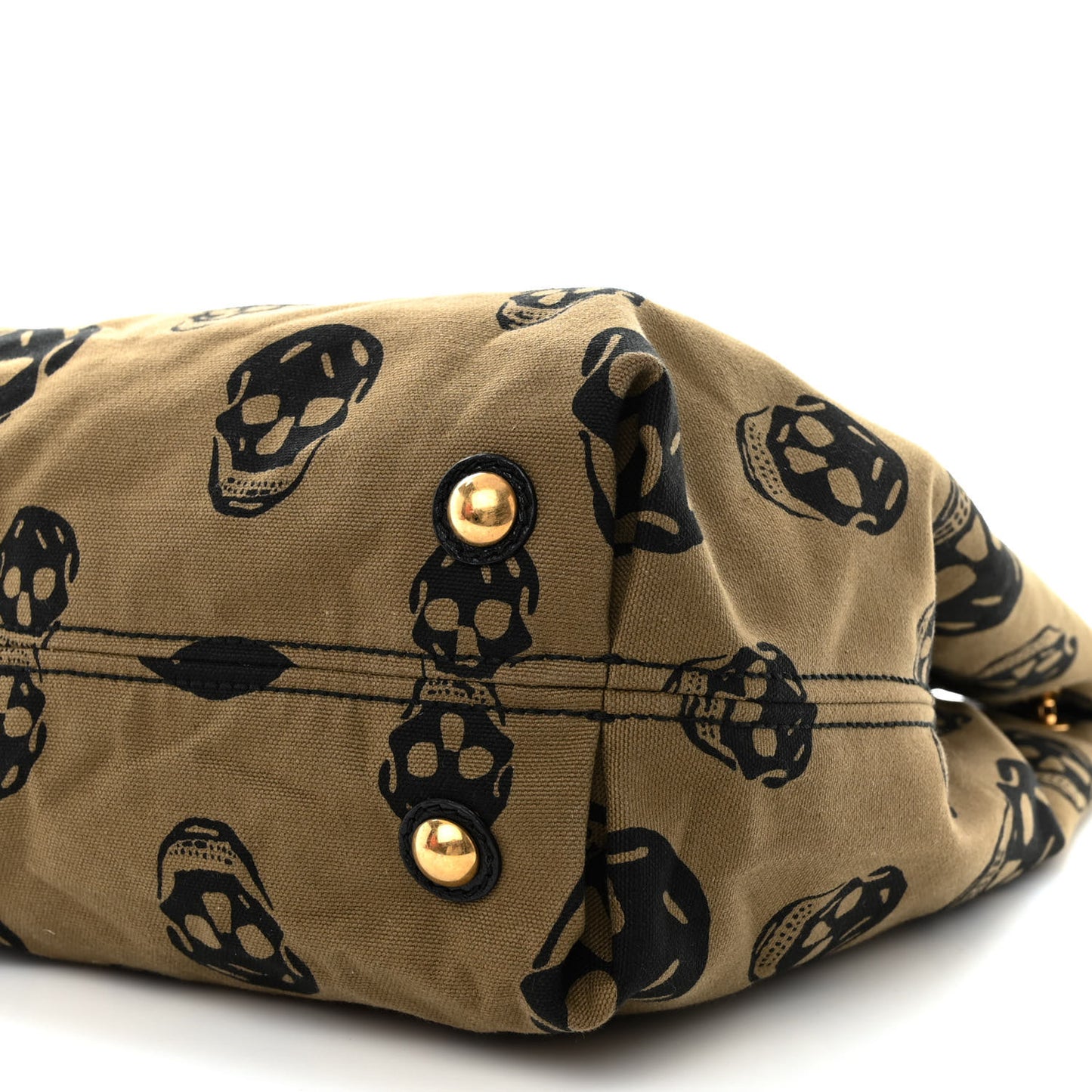 Canvas Skull Print Shoulder Bag Green Black