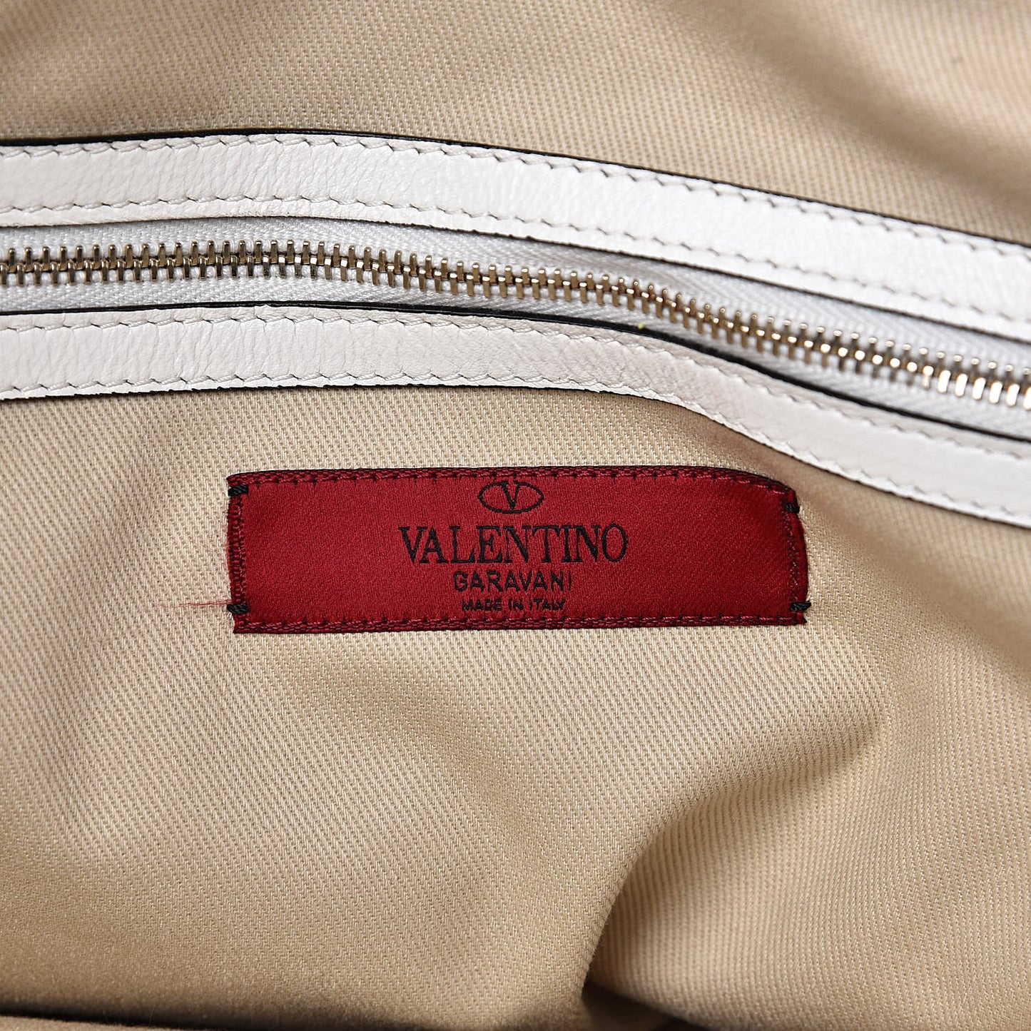 Vitello Rockstud Dome Satchel White
