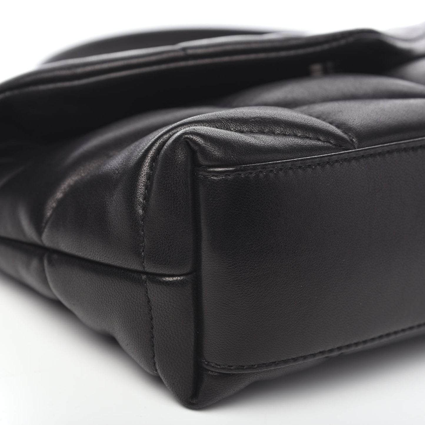 Lambskin Quilted Toy Loulou Puffer Monogram Chain Satchel Black