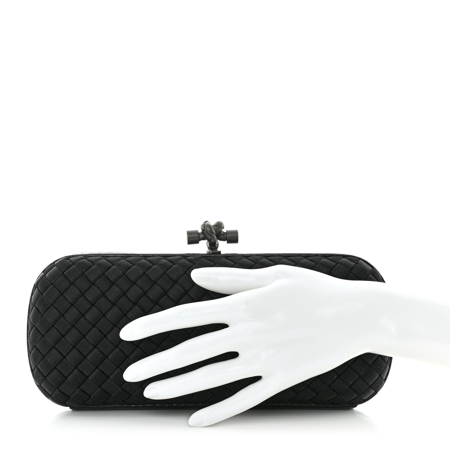 Satin Ayers Intreccio Impero Stretch Knot Clutch Black