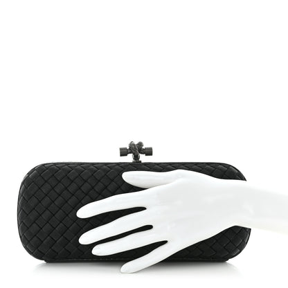 Bottega Veneta Satin Ayers Intreccio Impero Stretch Knot Clutch Black 2 of 8