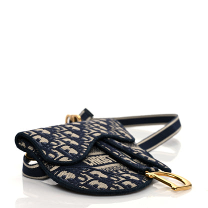 Christian Dior Oblique Embroidered Saddle Belt Pouch Blue 3 of 10