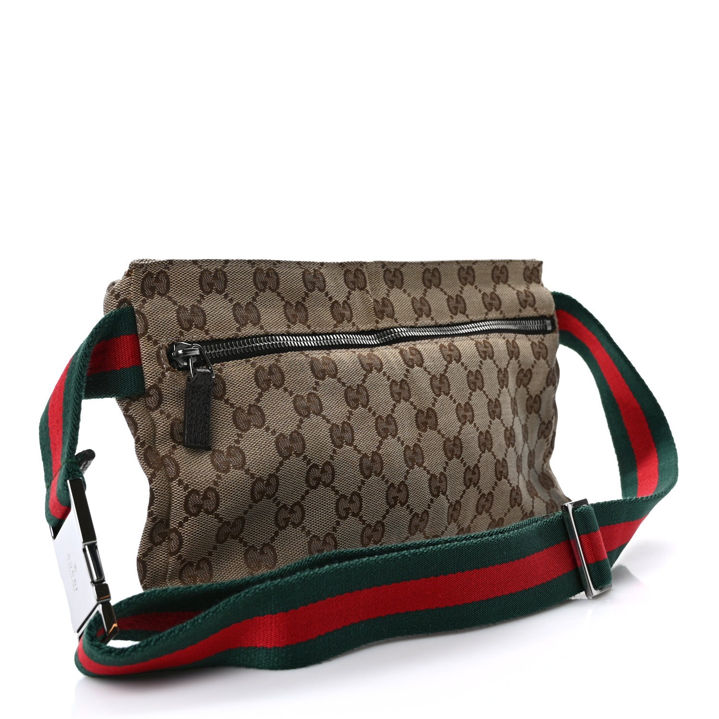 GG Monogram Web Double Pocket Belt Bag Dark Brown