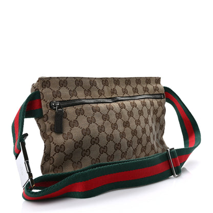 Gucci GG Monogram Web Double Pocket Belt Bag Dark Brown 2 of 9