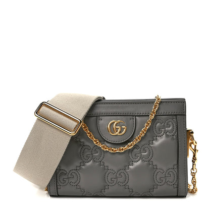 Gucci Calfskin GG Matelasse Mini Slim Chain Shoulder Bag Dusty Grey Natural 1 of 9