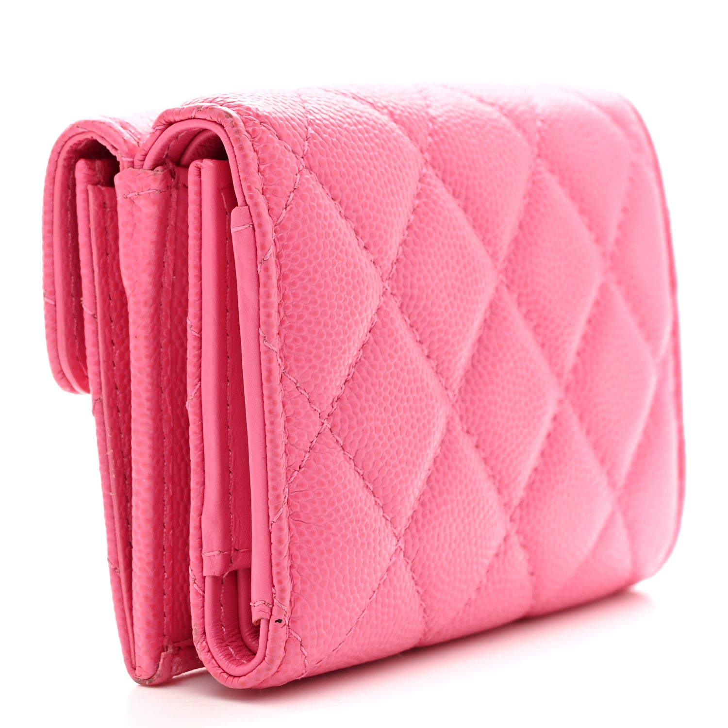 Chanel Caviar Quilted Tri-Fold Flap Wallet Pink 3 of 8