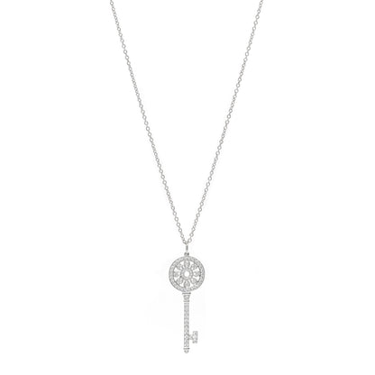 Tiffany Platinum Diamond Petals Key Pendant Necklace 1 of 3