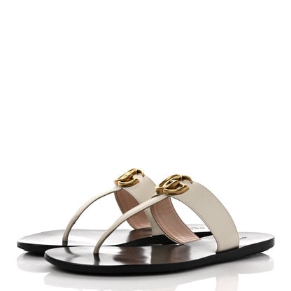 Gucci Calfskin GG Marmont Thong Sandals 38 Mystic White 3 of 10