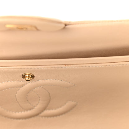 Chanel Lambskin Quilted Medium Double Flap Beige 10 of 15
