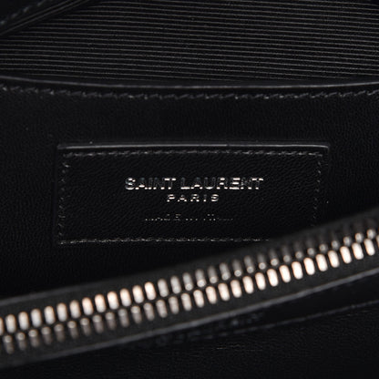 Saint Laurent Sheepskin Matelasse Chevron Monogram Medium College Bag Black 6 of 7