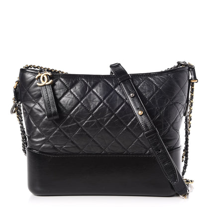 Chanel Aged Calfskin Quilted Medium Gabrielle Hobo Black 1 of 11