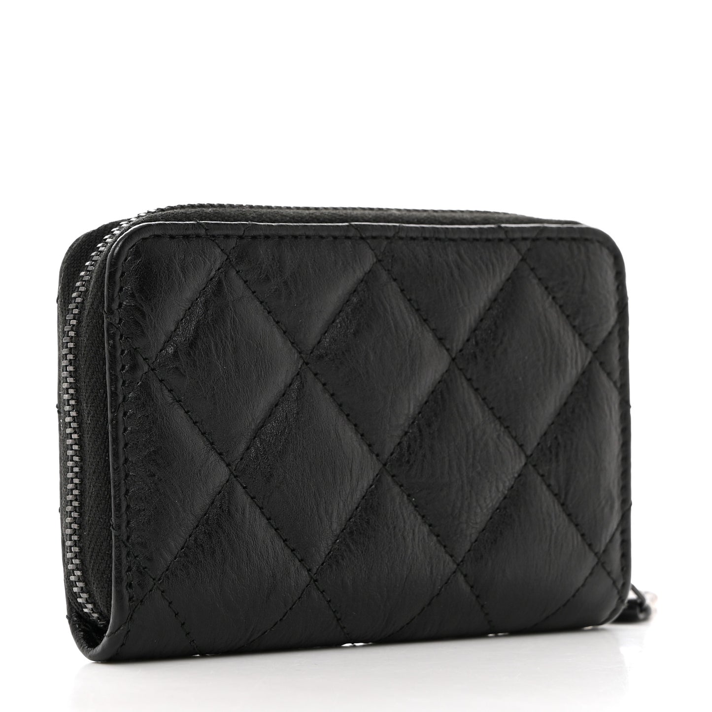 Calfskin Quilted Zip Coin Purse So Black