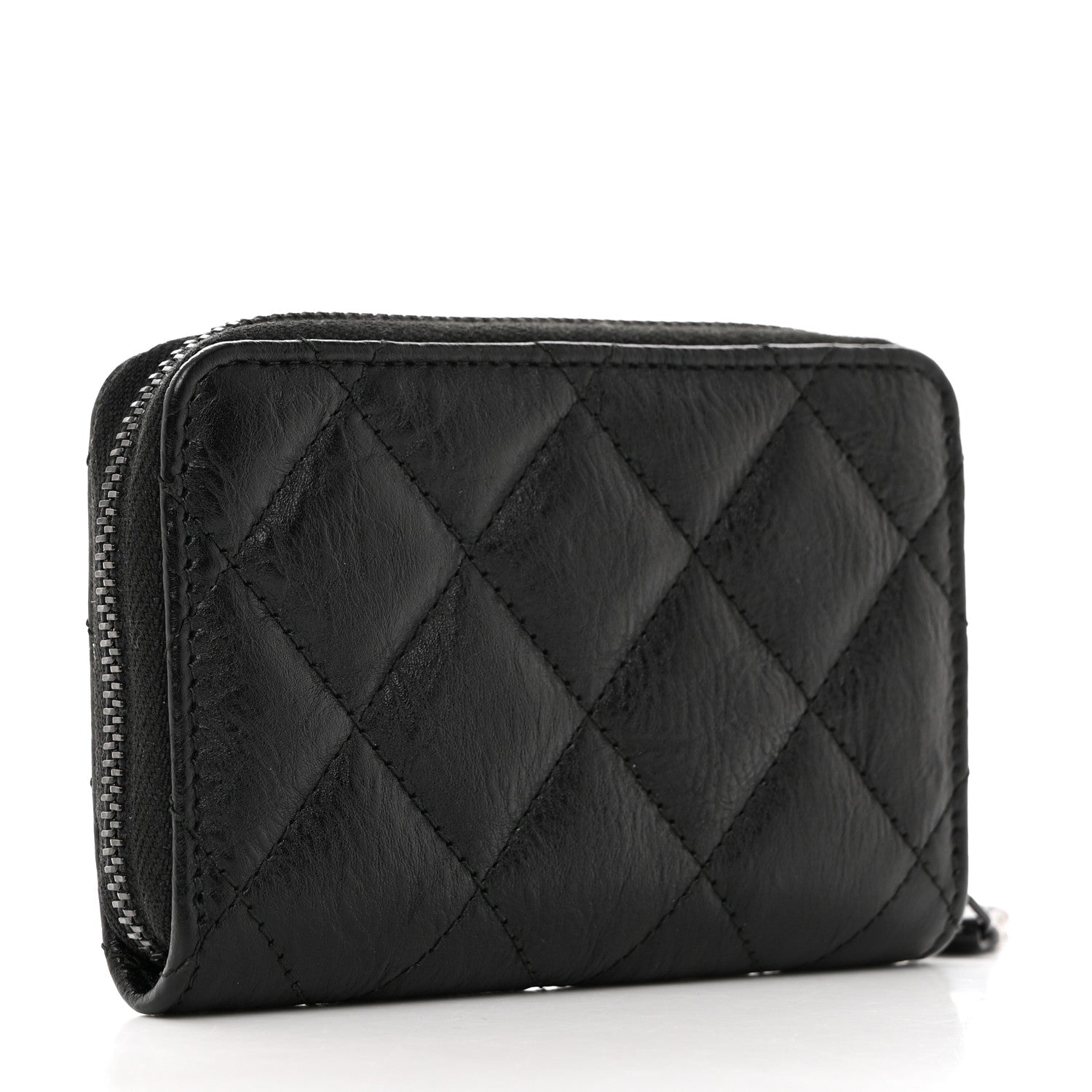 Chanel Calfskin Quilted Zip Coin Purse So Black 4 of 8