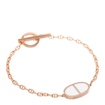 Hermes 18K Rose Gold White Ceramic Chaine d'Ancre Verso Bracelet SH 1 of 6
