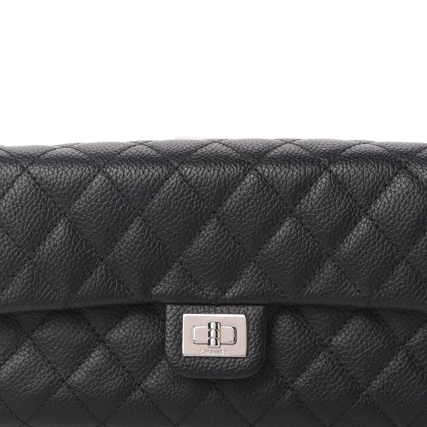 Chanel Grained Calfskin Quilted 2.55 Reissue Flap Belt Bag Clutch Black 10 of 10