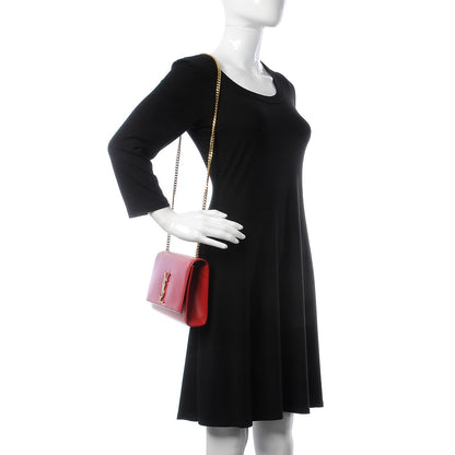 Saint Laurent Grain De Poudre Medium Monogram Kate Satchel Red 2 of 8