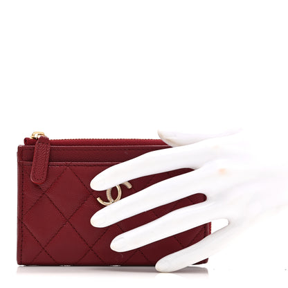 Chanel Caviar Quilted CC Zip Around Card Holder Red Red 2 of 9
