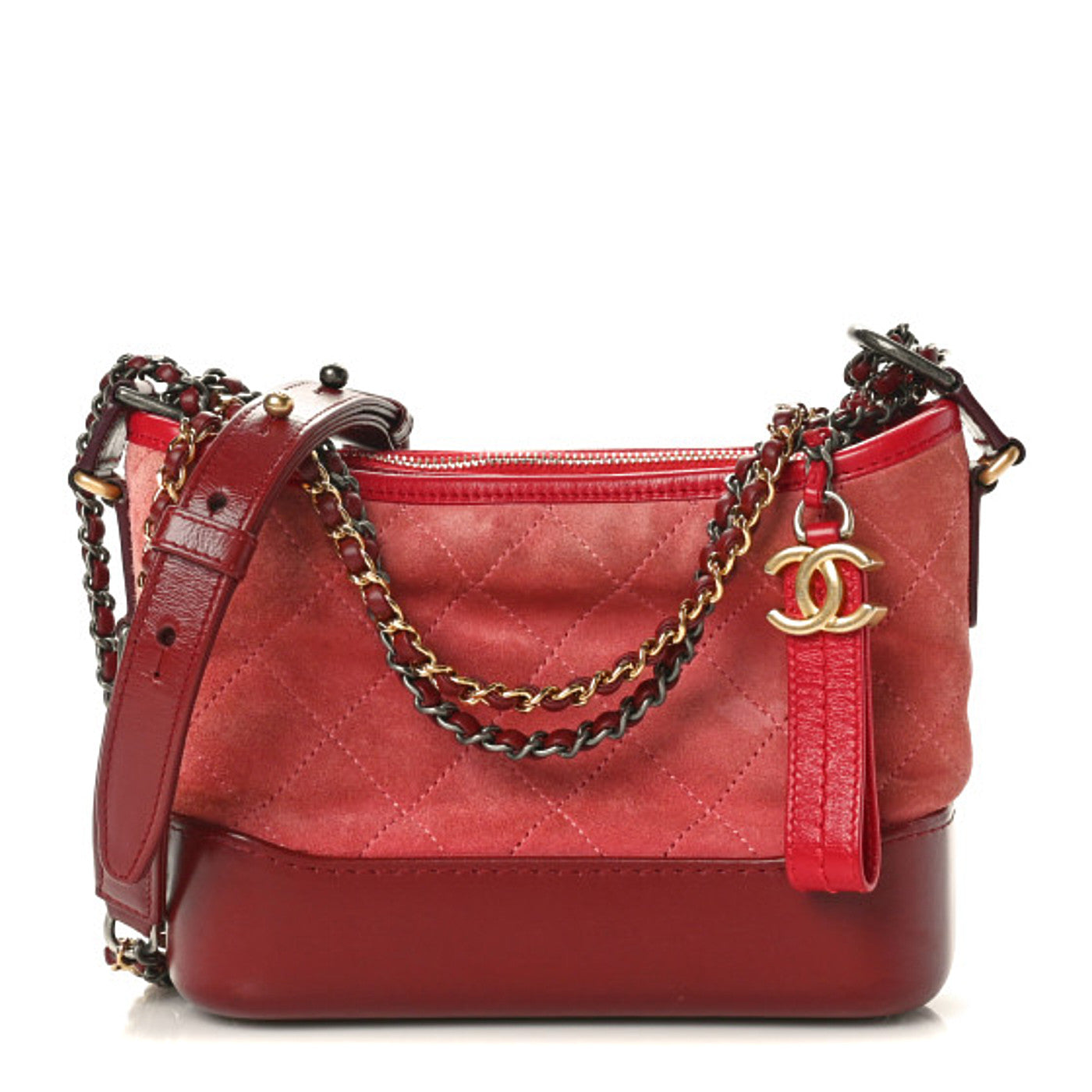 Chanel Suede Quilted Small Gabrielle Hobo Red 1 of 10