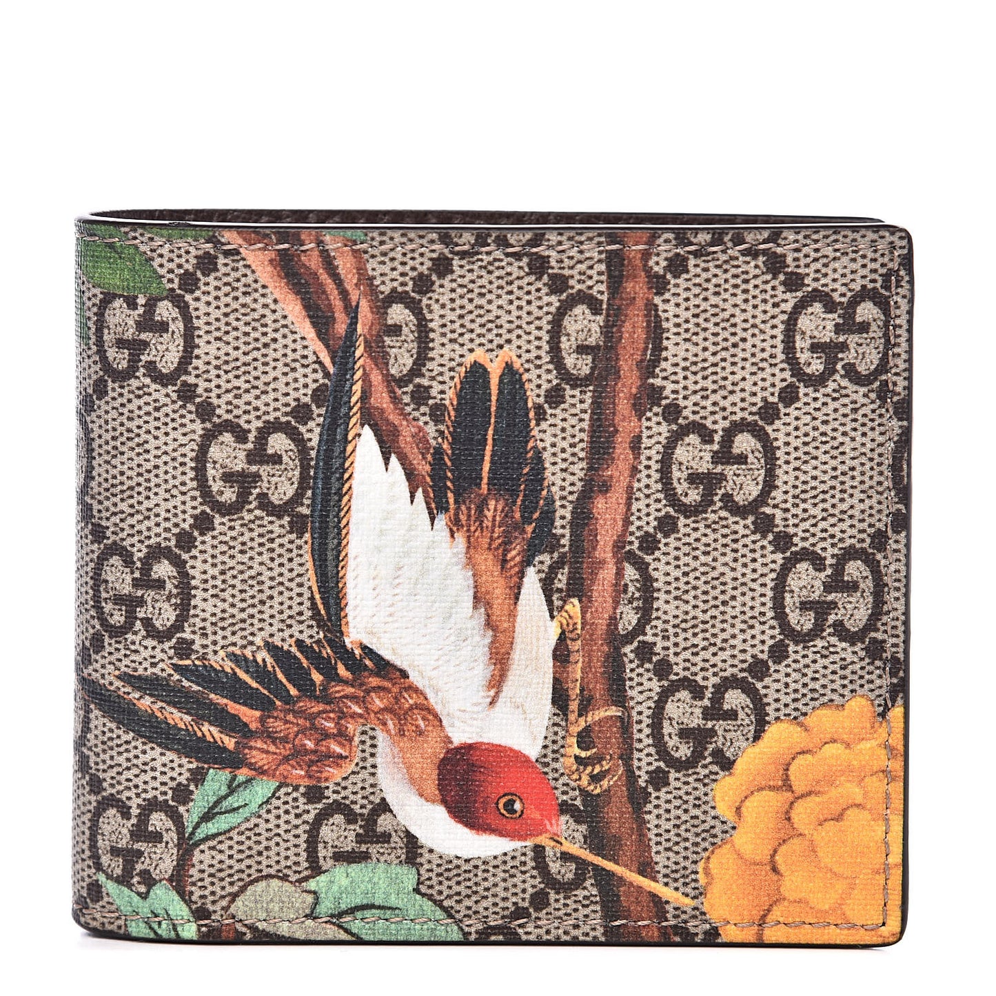 GG Supreme Monogram Tian Bi-Fold Wallet Beige Multicolor New Acero