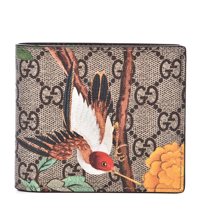 Gucci GG Supreme Monogram Tian Bi-Fold Wallet Beige Multicolor New Acero 1 of 7