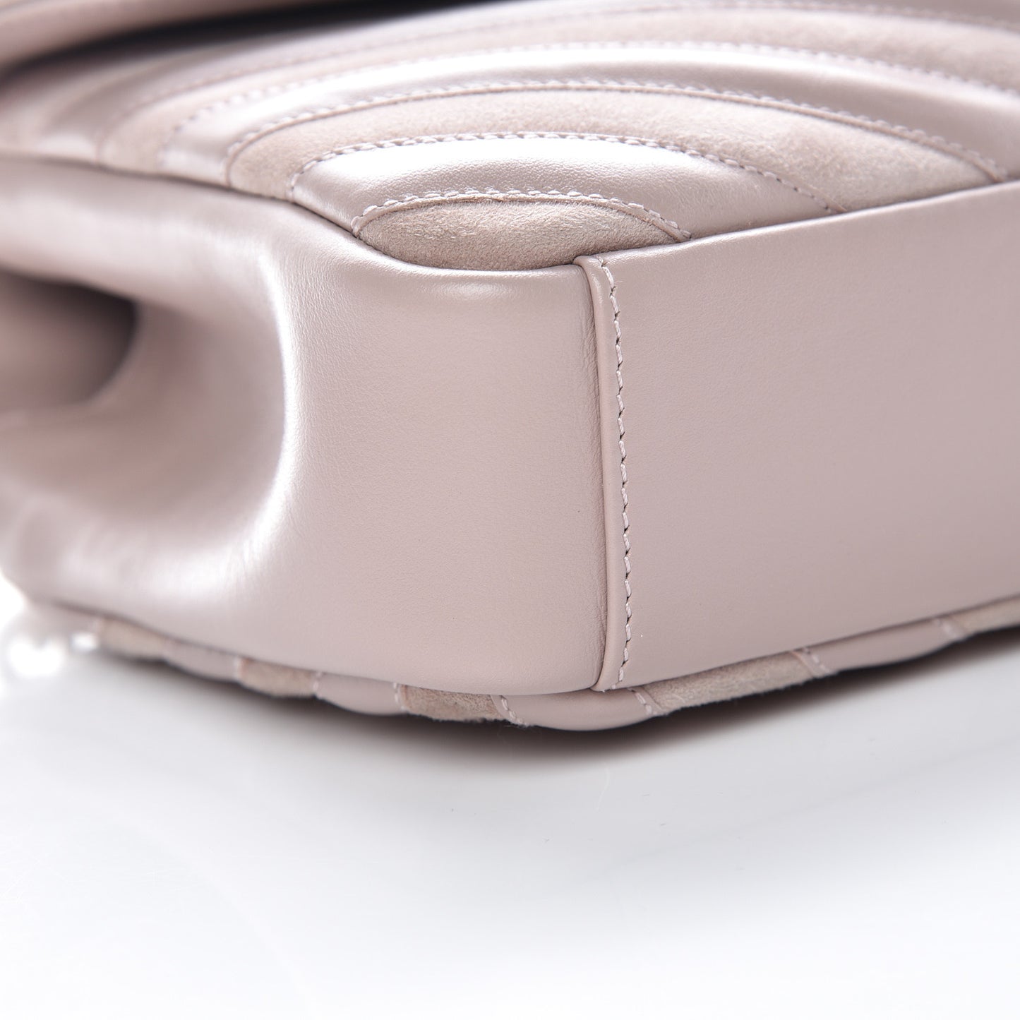 Calfskin Suede Matelasse Chevron Medium Monogram College Bag Rose Poudre
