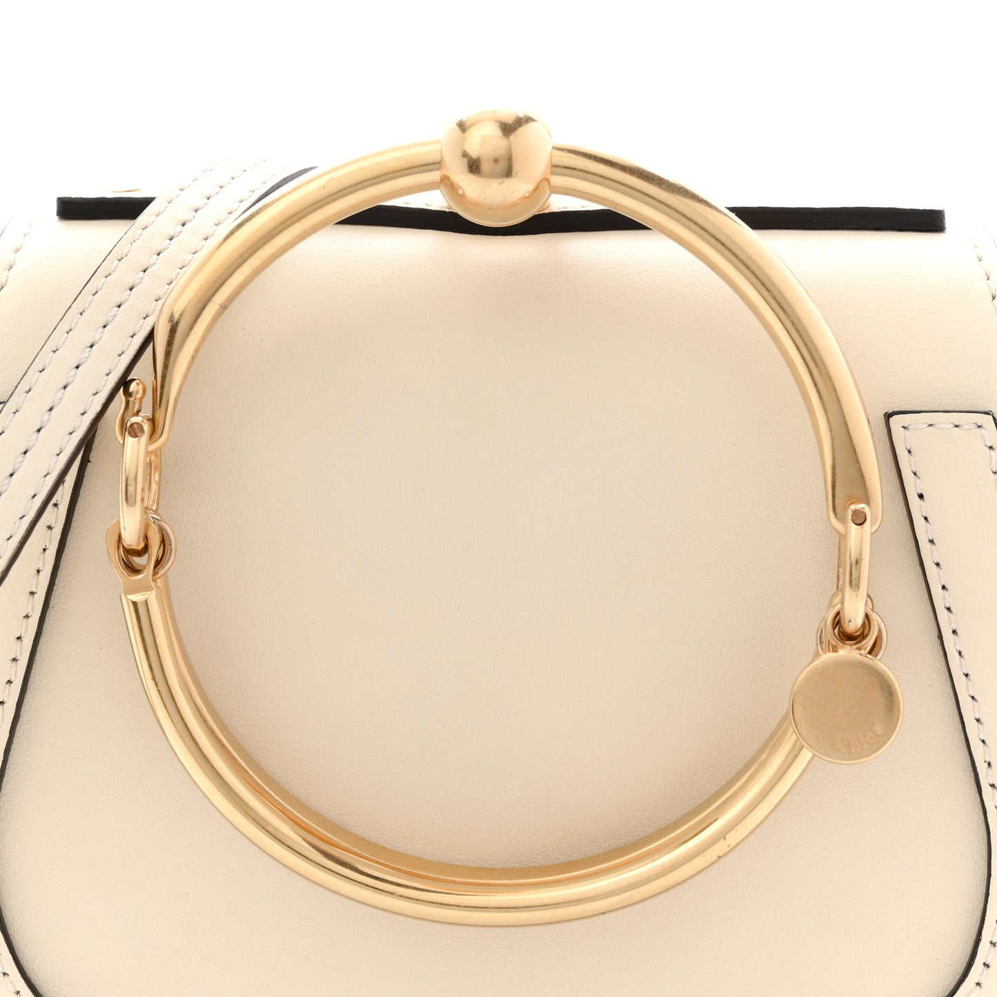 Calfskin Suede Small Nile Bracelet Bag Off White