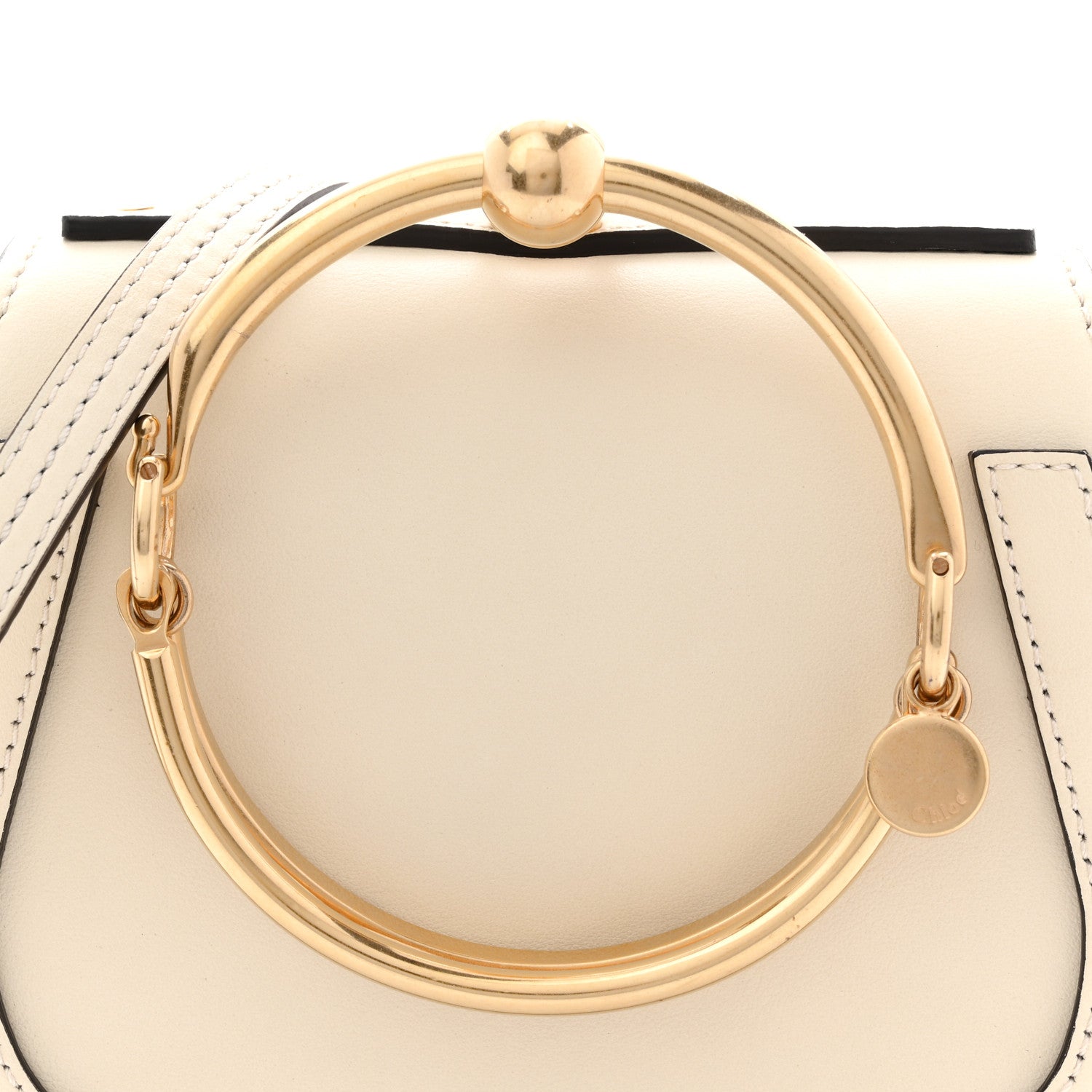 Chloe Calfskin Suede Small Nile Bracelet Bag Off White 8 of 11