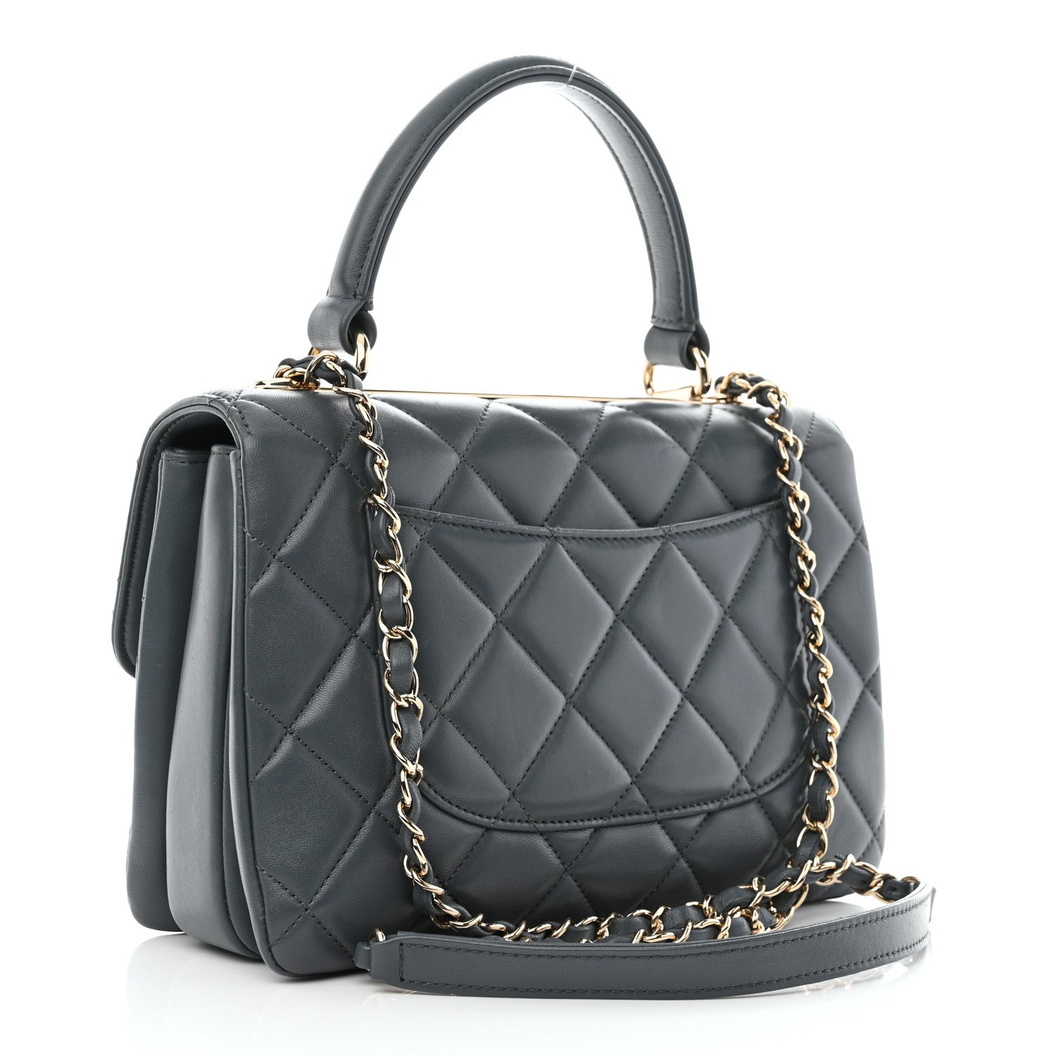 Chanel Lambskin Quilted Small Trendy CC Dual Handle Flap Bag Grey 3 of 13