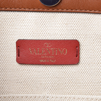 Valentino Garavani Canvas VLTN Print Small Tote Cognac 6 of 9