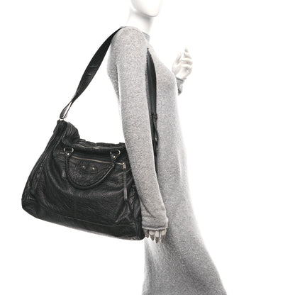Balenciaga Agneau Classic Silver Hardware Weekender Black 2 of 12