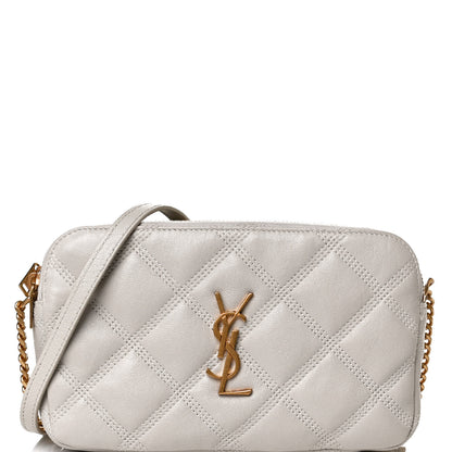 Saint Laurent Grained Lambskin Quilted Mini Becky Double Zip Bag Vintage White 8 of 15