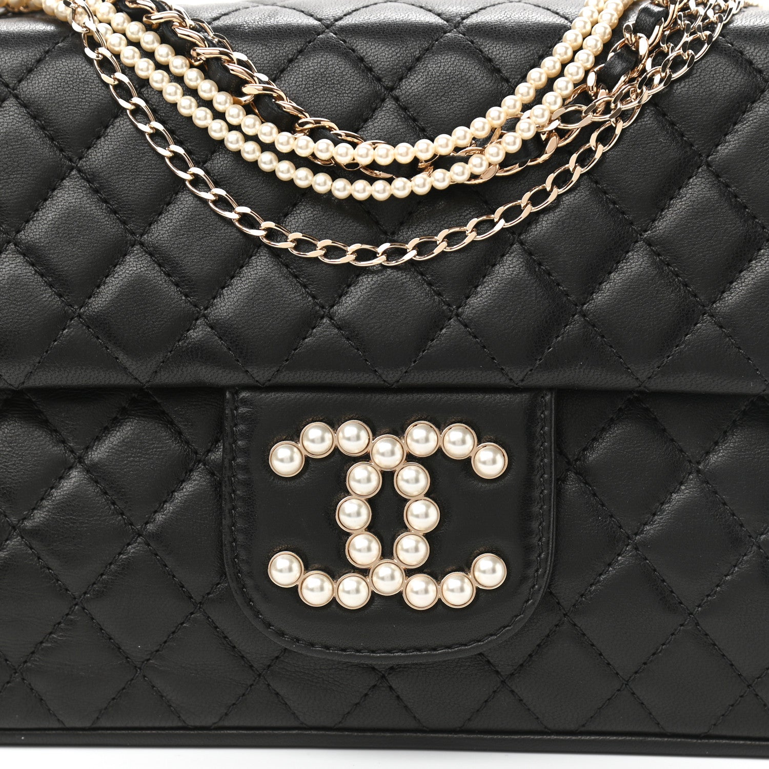 Chanel Lambskin Quilted Medium Westminster Pearl Flap Black 8 of 11